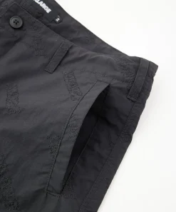 ALLOVER LOGO PATTERN EMBROIDERED NYLON PANTS