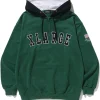 CONTRAST COLOR HALF ZIP HOODED SWEAT