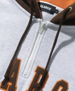 CONTRAST COLOR HALF ZIP HOODED SWEAT