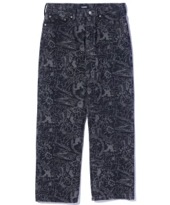 DISCHARGE PRINT DENIM PANTS