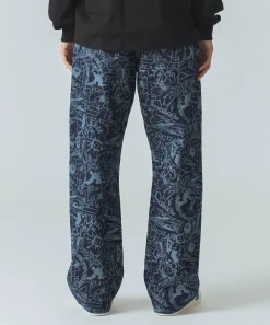 DISCHARGE PRINT DENIM PANTS