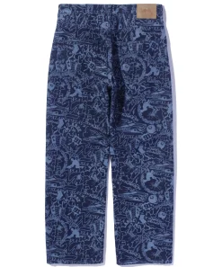 DISCHARGE PRINT DENIM PANTS