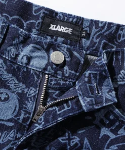 DISCHARGE PRINT DENIM PANTS