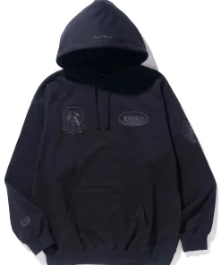EMBLEM PATCHED PULLOVER HOODED SWEAT