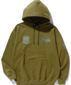EMBLEM PATCHED PULLOVER HOODED SWEAT