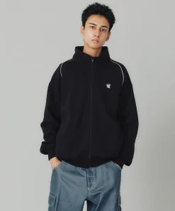 EMBROIDERED LOGO PIPING ZIP UP SWEATSHIRT