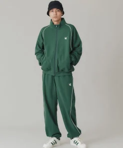 EMBROIDERED LOGO PIPING ZIP UP SWEATSHIRT
