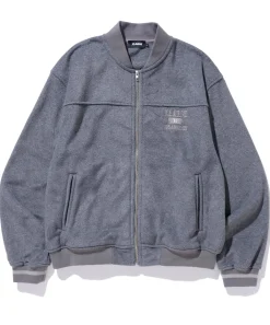 EMBROIDERED RIB LINE FLEECE JACKET