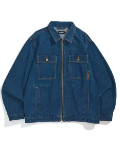 EMBROIDERY ZIPPED DENIM JACKET