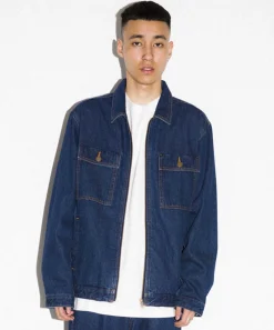 EMBROIDERY ZIPPED DENIM JACKET