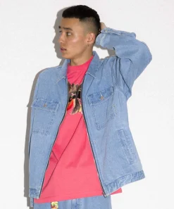 EMBROIDERY ZIPPED DENIM JACKET