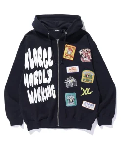 MULTI LOGO ZIP UP HOODED SWEATSHIRT