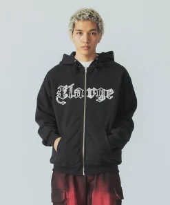 PATCHED LOGO ZIP UP HOODIE SWEATSHIRT