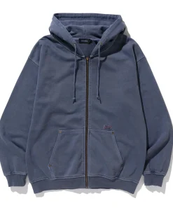 PIGMENT DYED ZIP UP HOODED SWEAT