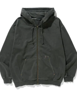 PIGMENT DYED ZIP UP HOODED SWEAT