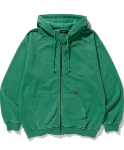 PIGMENT DYED ZIP UP HOODED SWEAT