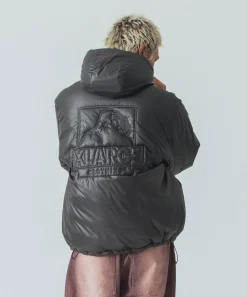QUILTING LOGO HOODED PUFFER JACKET