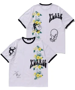 S/S FLORAL PRINT RINGER TEE
