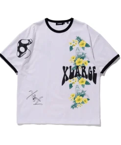 S/S FLORAL PRINT RINGER TEE