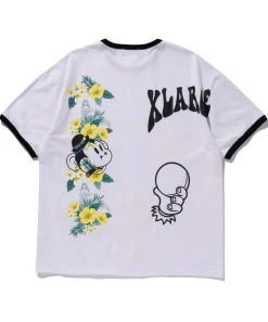 S/S FLORAL PRINT RINGER TEE