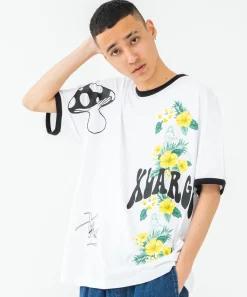 S/S FLORAL PRINT RINGER TEE