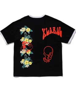 S/S FLORAL PRINT RINGER TEE