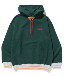 STRIPE RIB PULLOVER HOODED SWEAT
