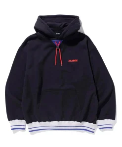 STRIPE RIB PULLOVER HOODED SWEAT