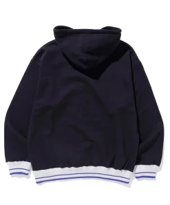 STRIPE RIB PULLOVER HOODED SWEAT