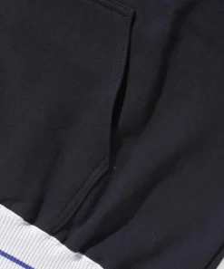 STRIPE RIB PULLOVER HOODED SWEAT