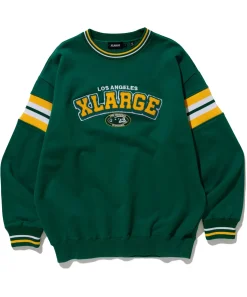 STRIPED SLEEVE TEAM LOGO CREWNECK SWEAT